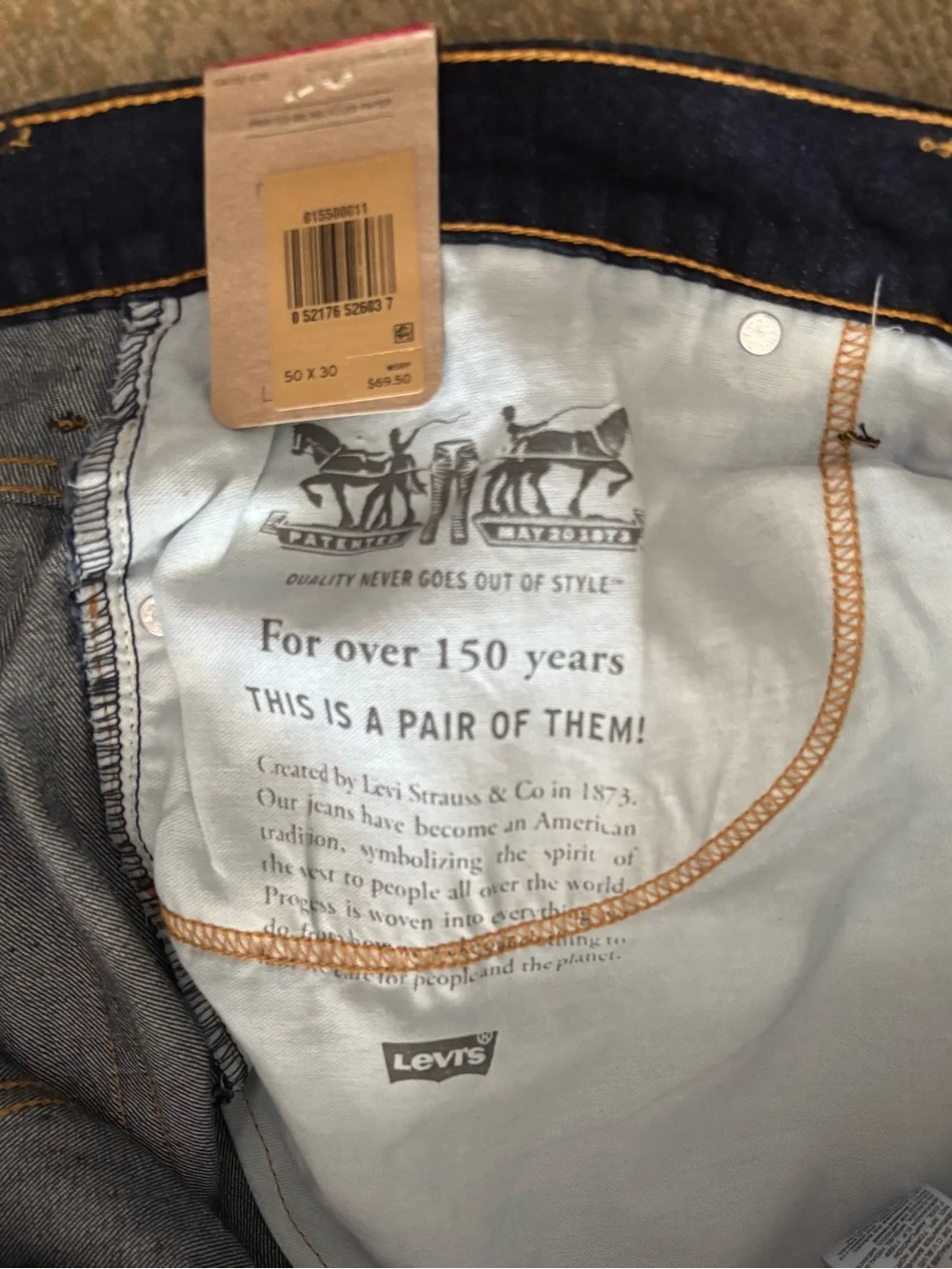 Levi’s 550 Relaxed Fit Jeans Men’s 50x30 Dark Wash Stretch Big Tall NWT